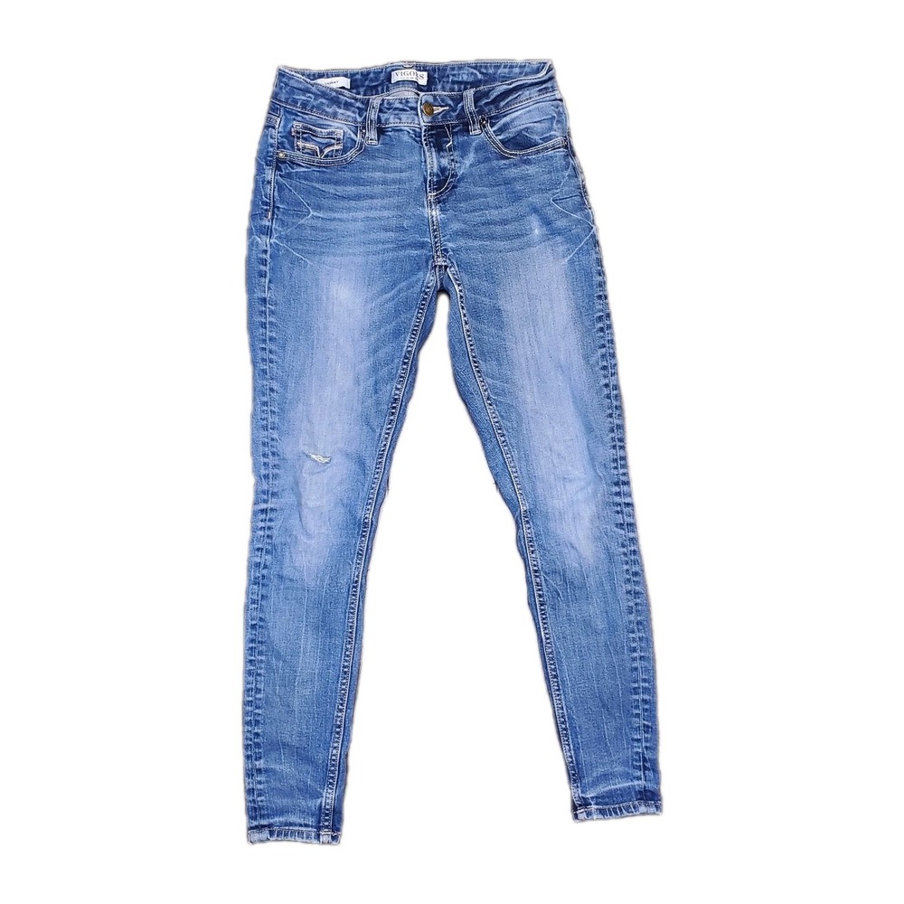 Vigoss Jeans Skinny Mid Rise Embellished Denim Jeans Size 4 Womens 28×29